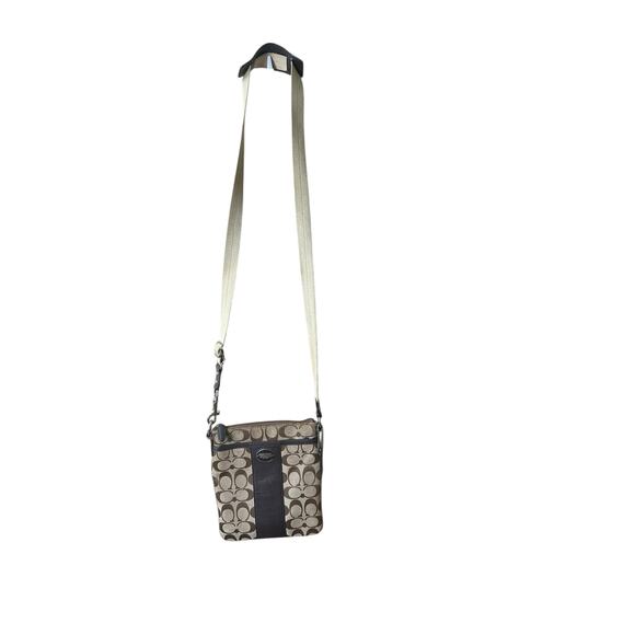 Coach Swing Pack Cross Body Brown Signature Jacquard Bag 8.5" x 7" - Picture 1 of 11